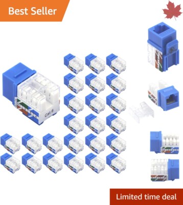 High Performance Cat6 RJ45 Keystone Jack Insert - 25 Pack - Easy Installation
