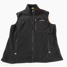 Eddie Bauer Vest Mens Large Black Fleece Hike Golf Outdoor Camp Fish Sleeveless