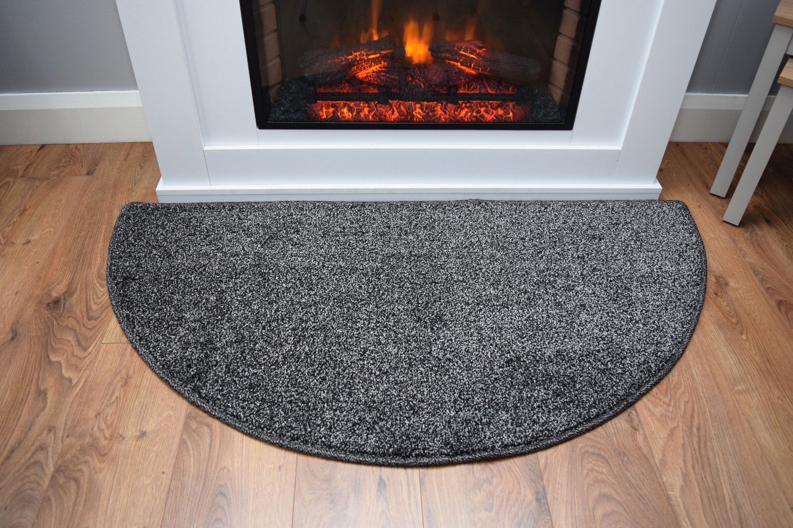 Half Moon Hearth Rug Large Grey Black Semi Circle Door Mat Thick Soft