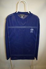 Vintage 90s Versace Jeans Couture Navy Mesh Ribbed Medusa Nylon Top Dress Size L