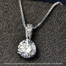 2.50Ct Lab-Created Round Cut Diamond Solitaire Pendant 14K White Gold Finish