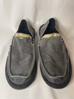 Sanuk Shoes Mens 9 Pick Pocket Slip On Loafers Grey Canvas  display picture 2