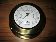 Sch&ouml;nes &auml;lteres Schiffsbarometer Westo Germany Messing 15 cm mit sch&ouml;nem Bild