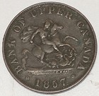 Upper Bank of Canada 1857 Bank Token Half Penny Bold XF quarter size KM#TnZ  — photo 1