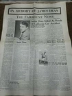 repo 1980s  JAMES DEAN DEATH Fairmount news Newspaper OCT 7, 1955