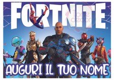 Cialda A4 FORTNITE con NOME Decorazione Torta OSTIA O PASTA DI ZUCCHERO