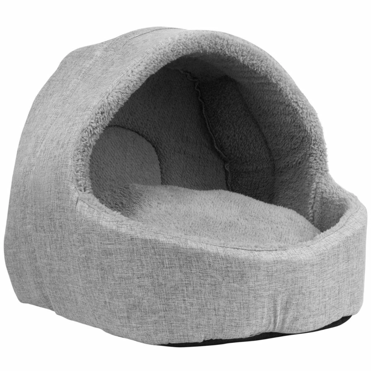 Soft Fleece Cat Small Dog Cat Igloo Bed Pet Cave - Grey