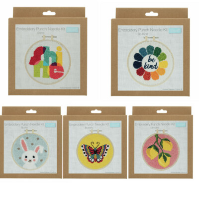 Trimits Stickerei Punch Nadel Kits Zahnseide und Hoop Kaninchen, Schmetterling, Zitrone