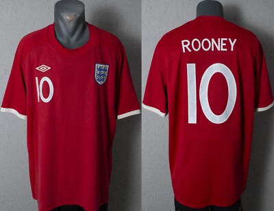 England Rooney Jersey 2010 World Cup Football Soccer Away Shirt Size Adult  2XL
