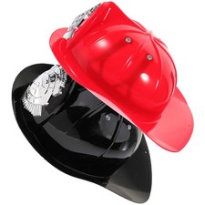 2 Pcs Kids Plastic Firefighter Hats Children Fireman Costume Prop Protective