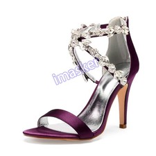 Womens Open Toe Cross Strap Rhinestone Satin Zip High Stiletto Heel Sandals Size