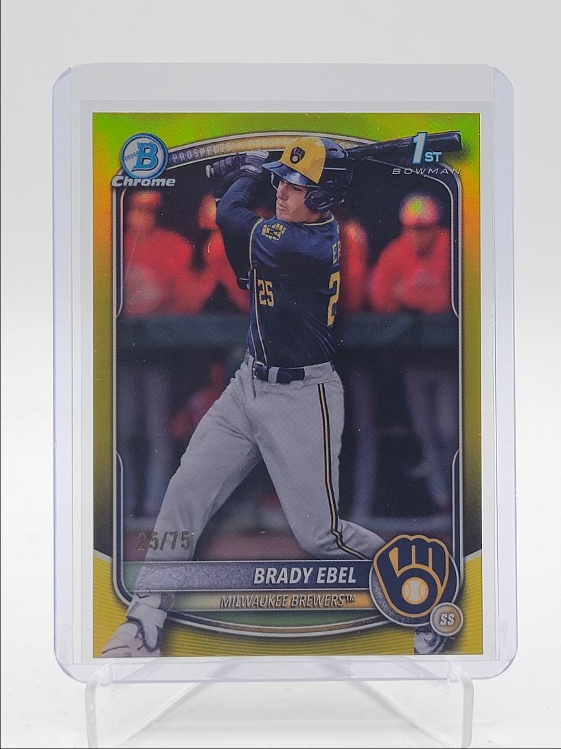 BRADY EBEL 2025 BOWMAN CHROME DRAFT 1ST YELLOW REFRACTOR /75 Q5547