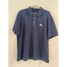 Tommy Bahama Mens Polo Shirt Large Blue Pima Cotton Short Sleeve Casual