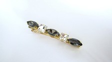 2 1/2 inch gold metal gray and clear crystal alligator hair clip barrette