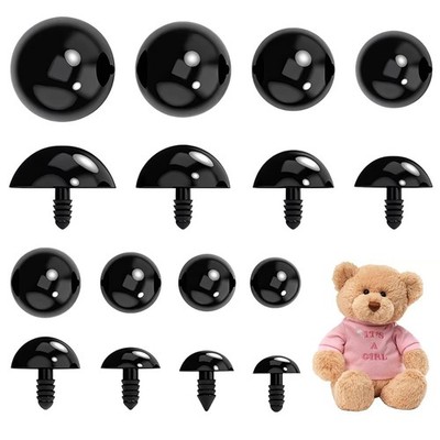 YHTCC 80 Stück Sicherheitsaugen für Häkelspielzeug, groß Basteln 10-30 mm, schwarz