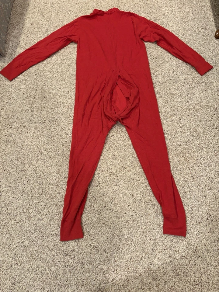 Vintage L.L. Traje Bean Red Union Ropa Interior Térmica de Una Pieza Hecho en Canadá Talla M Foto 3 de 4