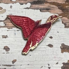 Duck Shaped Red and Gold Tone Enamel Pin, 1.25 in, Birds Theme