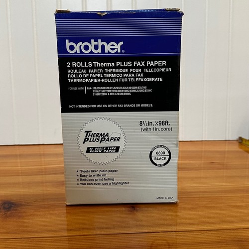 Brother Therma PLUS Fax Paper 2 Rolls 8.5"x98' New Open Box 6890 Black Thermal