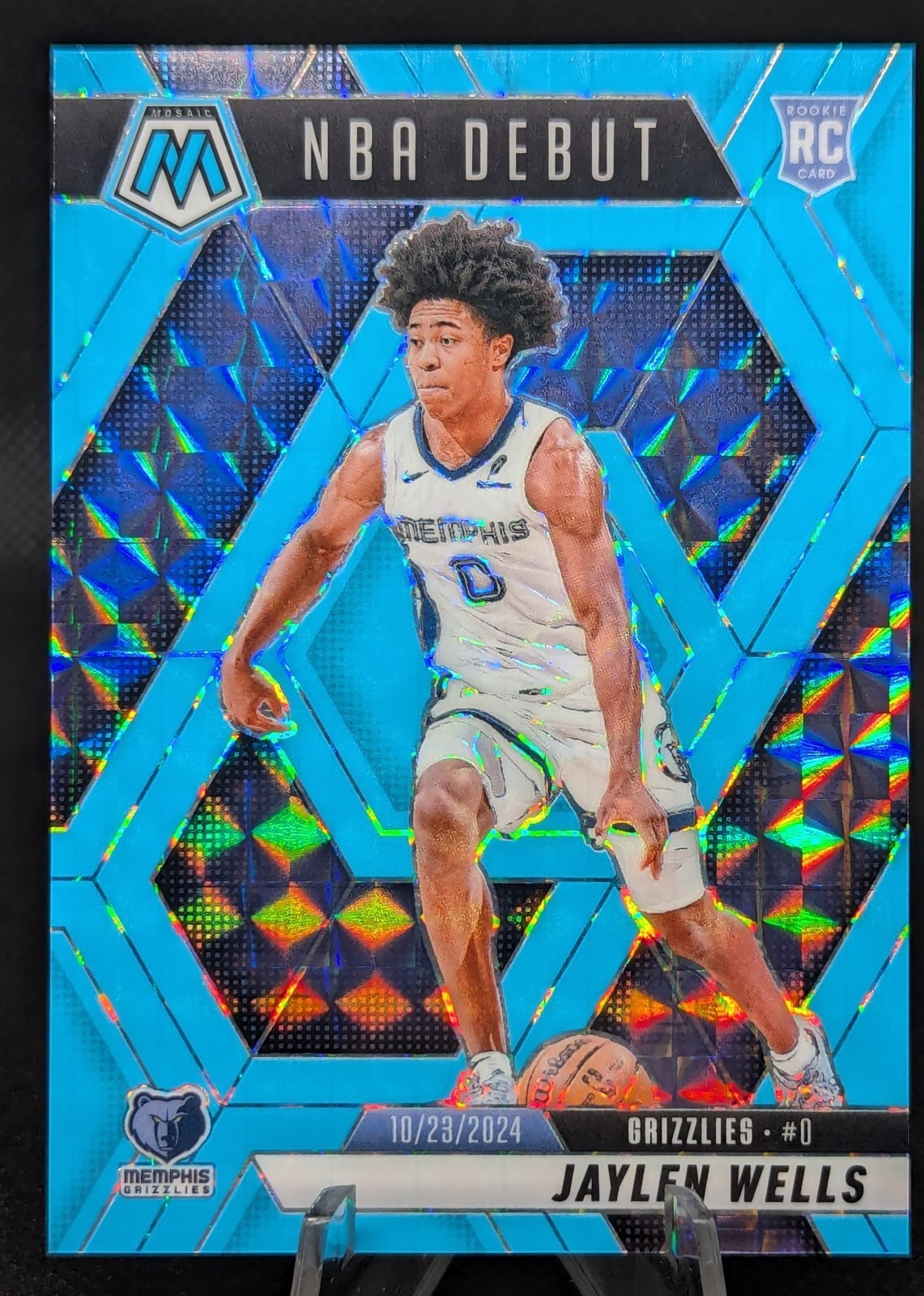 2024-25 Panini Mosaic - Blue Fluorescent /75 Jaylen Wells RC #260 Grizzlies
