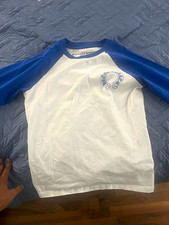 Chrome Hearts Men s M White/Blue Raglan Long Sleeve Graphic Logo Crew T-Shirt