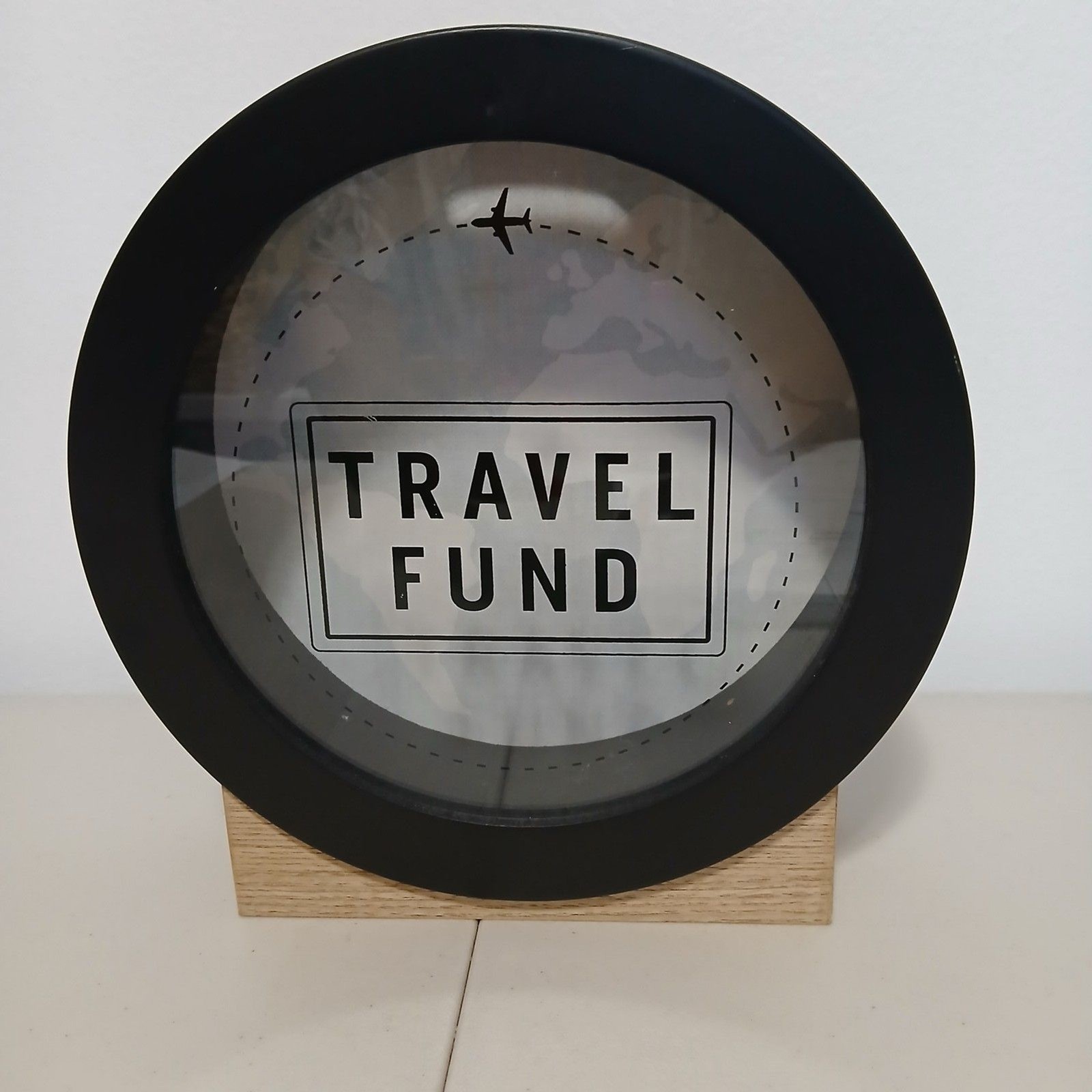 MAINSTAYS Espresso Madera Marrón Decorativo Moderno Fondo de Viaje Caja de Ahorros de Dinero