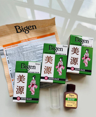 3X Original Bigen Hair Color Powder BROWN BLACK Permanent No Ammonia - 6g