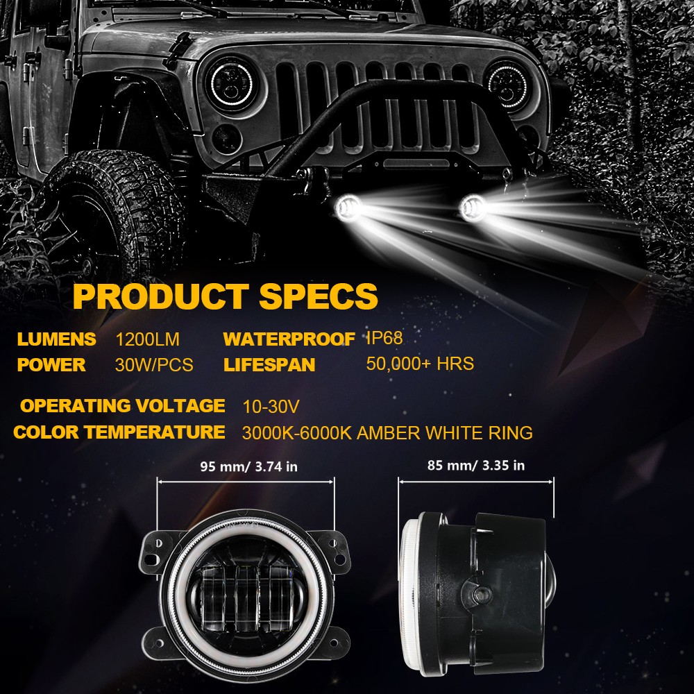 For 07-17 Jeep Wrangler Unlimited JK AUXBEAM LED Headlights Fog Tail Lights Kit thumbnail 8