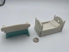 VTG Dollhouse Miniature Bed & Sofa 1:12 Plastic White/Blue Set of 2 1974 — photo 2