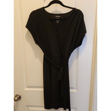 Nine West Black Wrap-Style Midi Dress with Self Tie