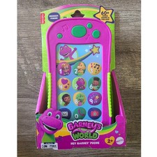 Fisher-Price Barney's World Hey Barney Phone Toddler Musical Toy 60 Sounds NEW