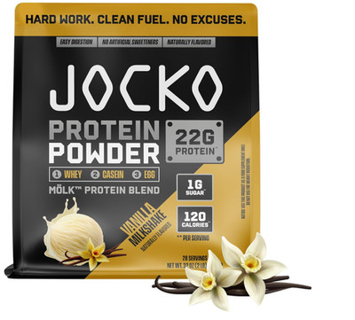 Jocko Fuel Whey Vanilla Milkshake 22g Protein 28Sv No Sugar