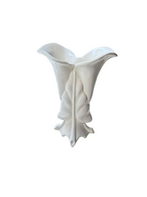 Vintage Camark Arrow Leaf Or Cala Lily White Ceramic Vase USA 598