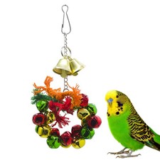 Parrot Bell Wreath Hanging Bell Ring Toy Christmas Birds Chewing Toy Cage Decor