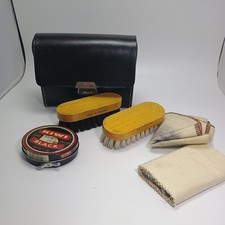 Vintage Shoe Shine Kit Leather Case made in England