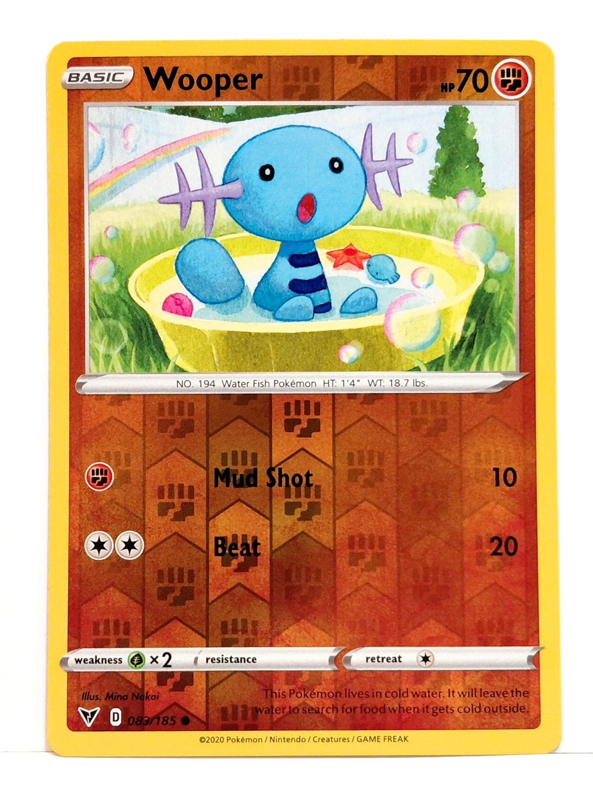 2020 POKEMON WOOPER 083/185 BASIC HOLO CARD