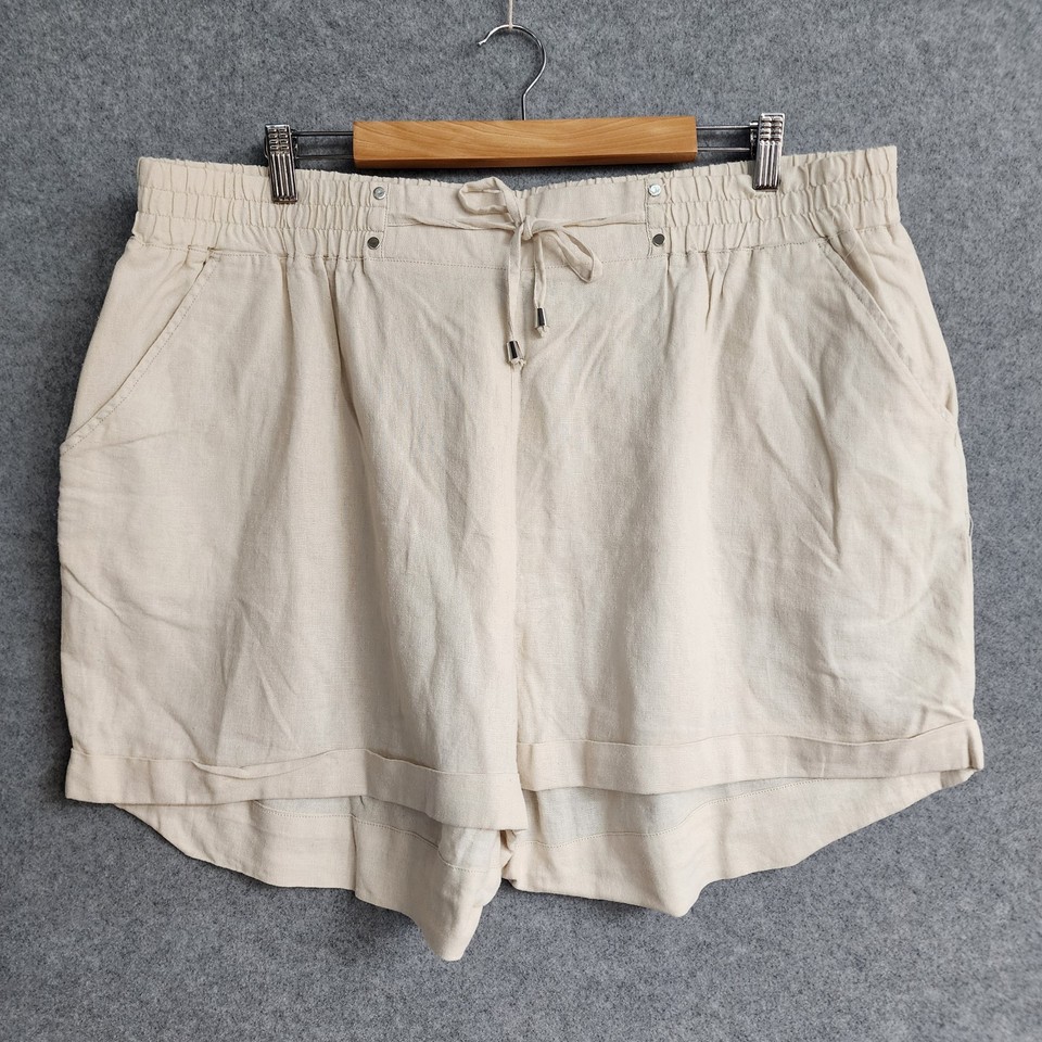 Crossroads Women's Shorts Size 22 Linen Blend Elastic Waist