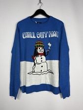 CHRISTMAS JAMAICAN SNOWMAN Jumper - XL - Blue - New With Tags -Men s