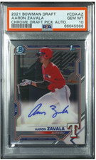 Aaron Zavala 2021 Bowman Draft #CDAAZ Chrome Draft Pick Autograph PSA 10 RC