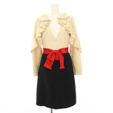 【Dresses】GUCCI Lace Ribbon Design Dress Long Sleeve Knee-Length Tight Fit