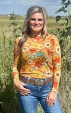 BRAND NEW WITH TAGS Blissfully Blessed Sunflower Mesh Top