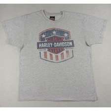 Harley-Davidson T-Shirt Mens Large Milwaukee WI Shield Graphic Gray Made in USA