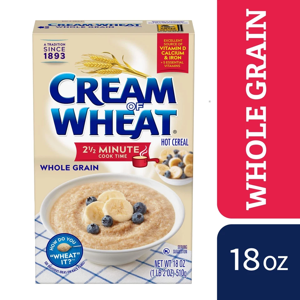 Crema de trigo cereal caliente de grano entero 2 1/2 minutos de tiempo de cocción paquete de 18 onzas de 12 Foto 2 de 4