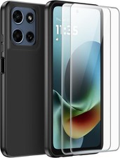 Black Hard Case with 2 Tempered Glass for Moto G 5G 2025/2026/Moto G Play 2026