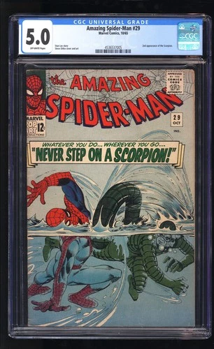 1965 Amazing Spider-Man 29 CGC 5.0 2ND APP OF SCORPION NO RESERVE WOW GEM LOOK!