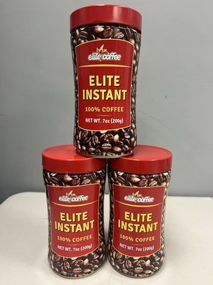 Lot of 3-Pack Elite Instant 100% Pure Coffee 7 oz. by Strauss KOSHER Gluten Free