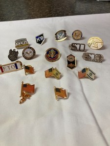 JUNK DRAWER MISCELLANEOUS MINI PIN BACKS, AND FLAGS