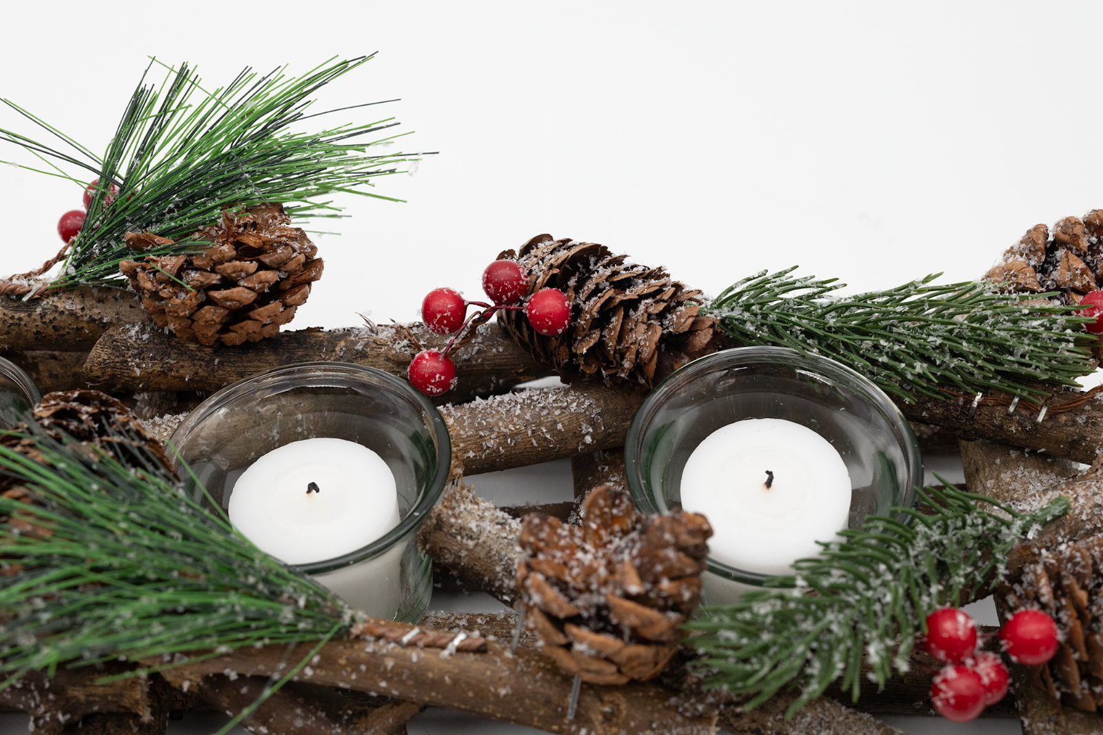 Christmas Candle Holder Decoration Tea Light Glass Votive Pinecones Xmas Home eBay