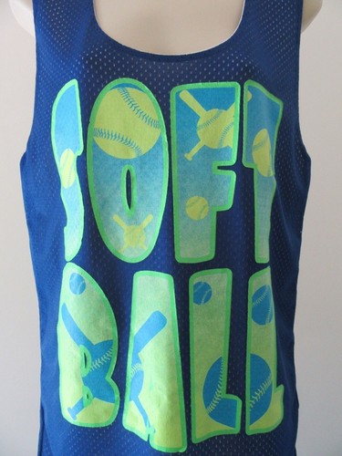 SOFTBALL Damen Tank Top SMALL Teenager Mädchen Mesh Sport Top blau Batik - Bild 5 von 12