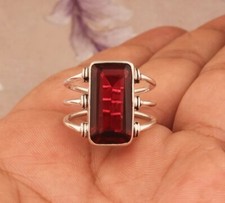 Natural Red Garnet Ring 925 Sterling Silver Handmade Ring Birthday Gift for Her