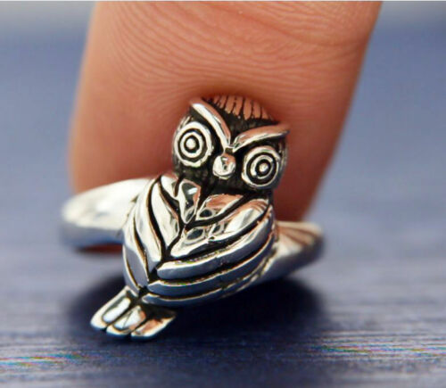 ▌Women's 925 Sterling Silver Cute OWL Ring Size 5,63,7,8,9,10 »R12/4 - Picture 2 of 3